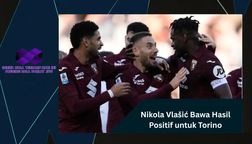 Nikola Vlašić berserta pemain lain merayakan kemenangan Torino atas Cremonese dengan skor 1-0