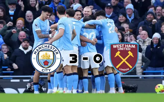 pemain Manchester City berkumpul merayakan kemenangan telak atas West Ham